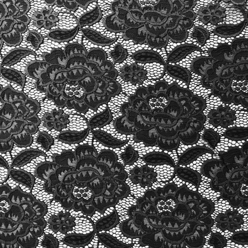 Dentelle élastique noire au rouleau