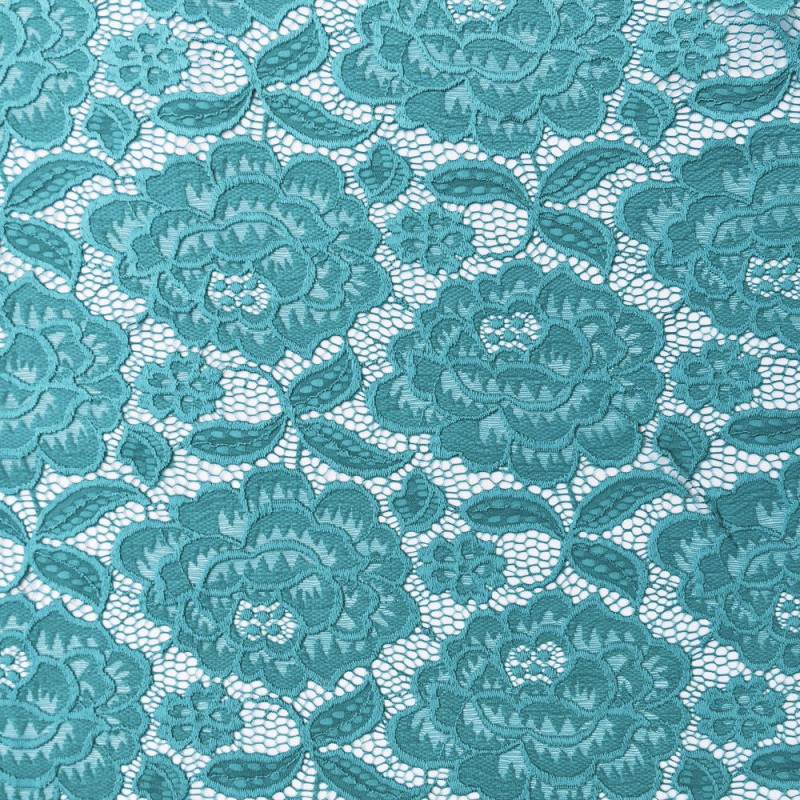 Dentelle élastique turquoise au rouleau