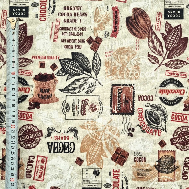 Tecido de resina anti-manchas logo cacao