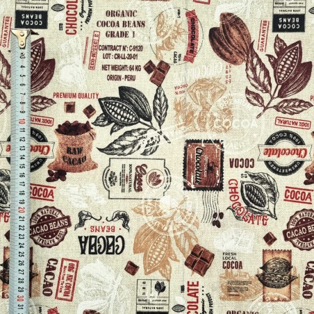 Tecido de resina anti-manchas logo cacao