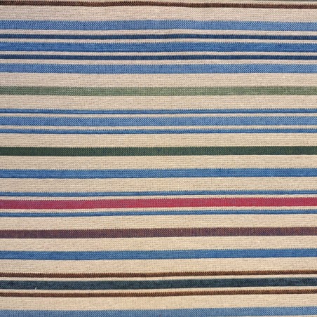 Tecido jacquard listras azul com fundo bege