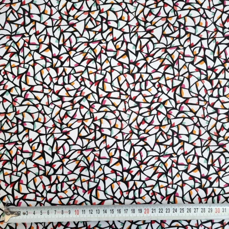 Algodão MOSAICO branco e preto