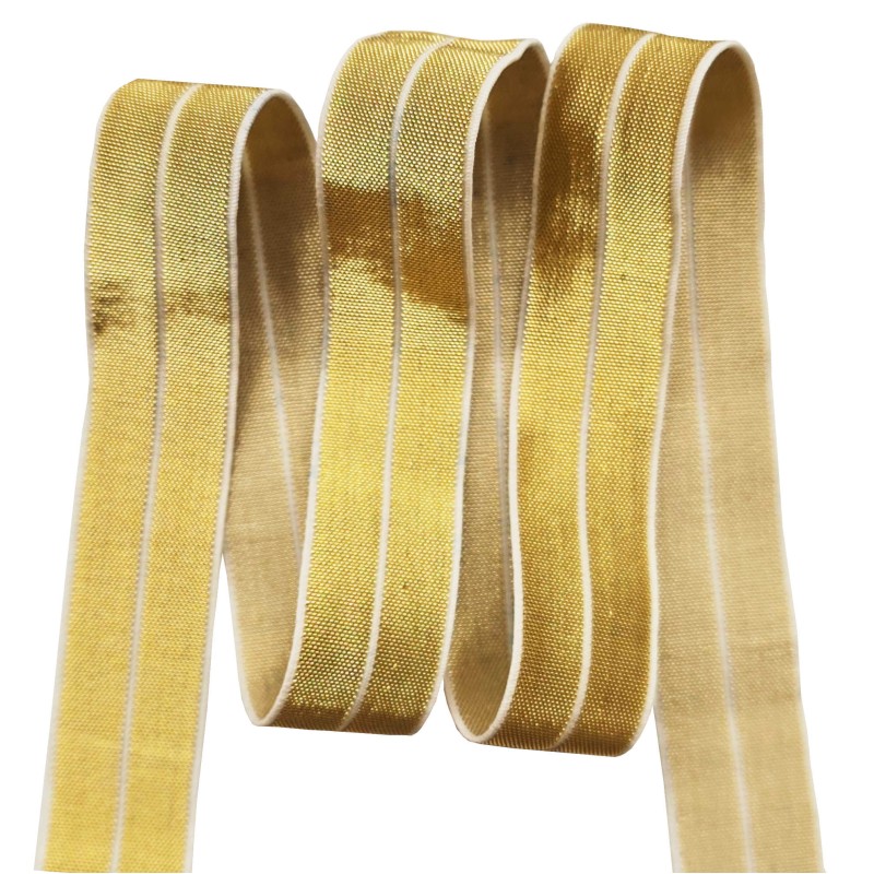 Fita elástica viés FOE (Fold Over Elastic) LUREX 20mm ouro
