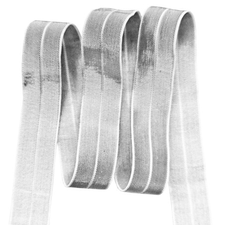 Fita elástica viés FOE (Fold Over Elastic) LUREX 20mm prata