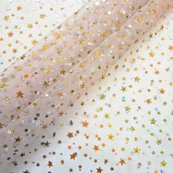 Tule estrelas holograma rosa/ouro