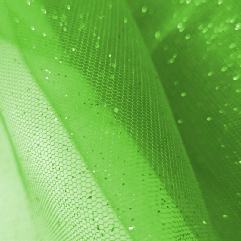 Tule de lantejoulas verde maçá