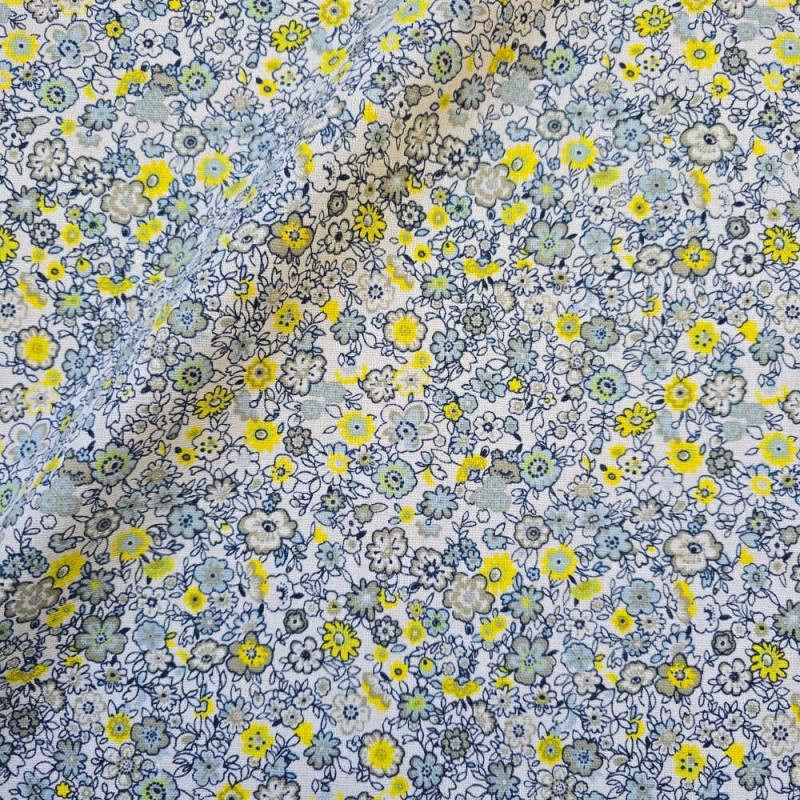 cretona flores amarelas liberty
