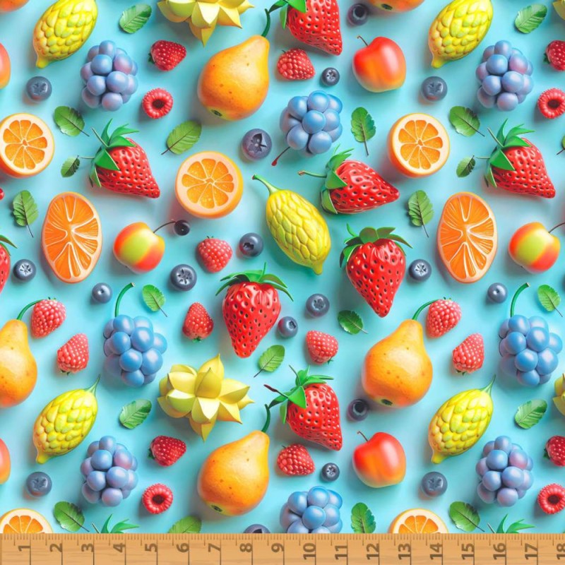 ► ALGODÃO EFEITO 3D | ❤ fruta | tecidos estampados