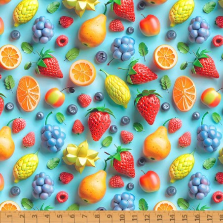 ► ALGODÃO EFEITO 3D | ❤ fruta | tecidos estampados