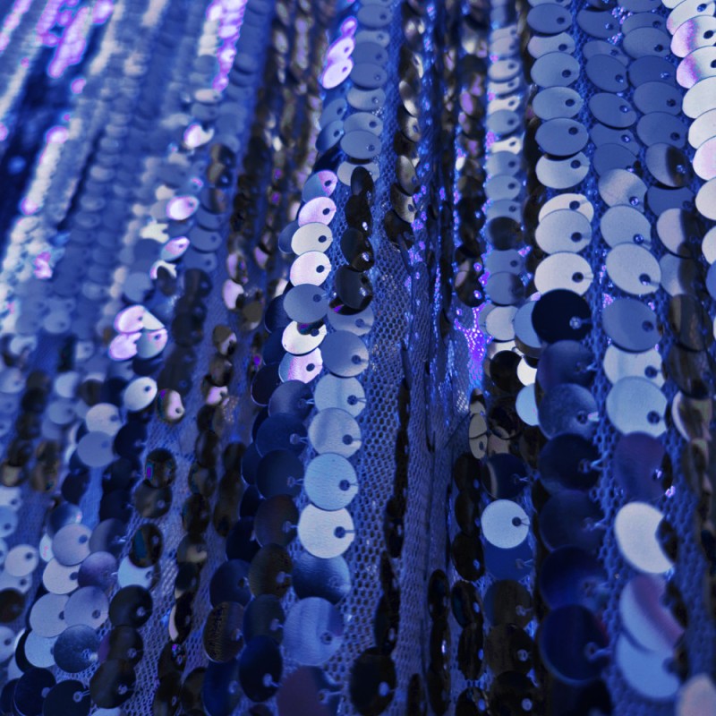 tecido de lantejoulas metálicas | azul