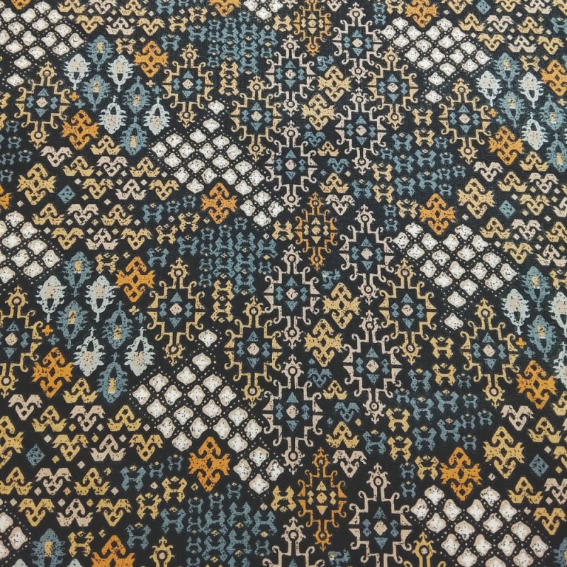 Algodão impresso Macuba Black & Ochre