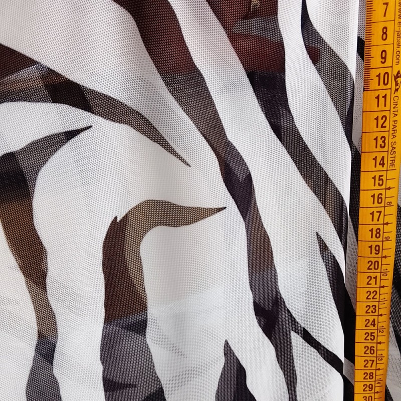 ▷Tule de lycra estampado ao metro | Tule de elastano com padrão zebra e bolinhas