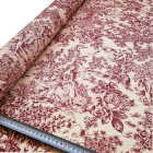 Tecido resinado anti-manchas toile de jouy vermelho