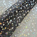 Tule estrelas holograma preto/prata